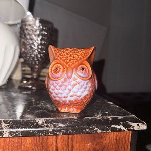 Decorative owl orange white and blue